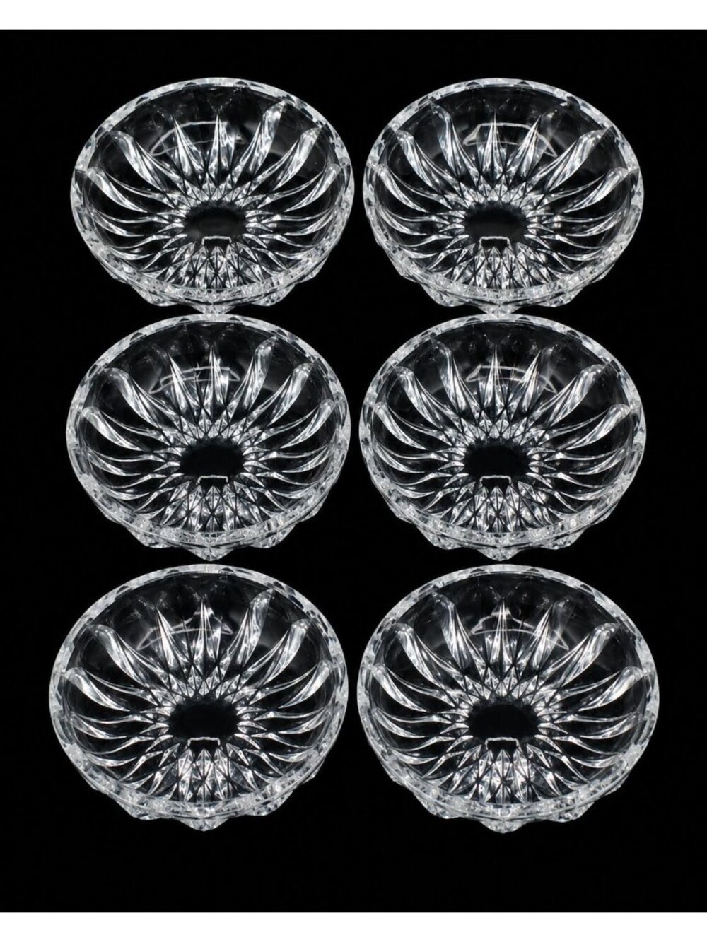 6 Gorham Althea Shallow Dessert Bowls 5.75" Full Lead Crystal Cut Glass Germany
